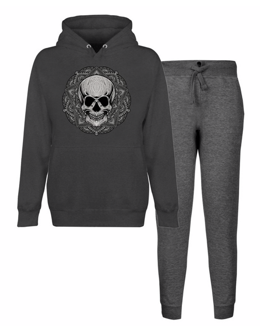 Skull Unisex Hooded Sweatshirt Lounge Set. Heavy Metal Rocker Loungewear.