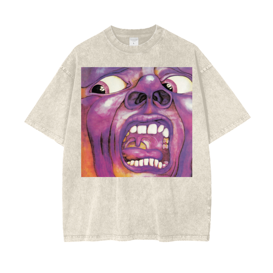 Classic King Crimson Album Cover Acid Wash Oversized T-Shirt.