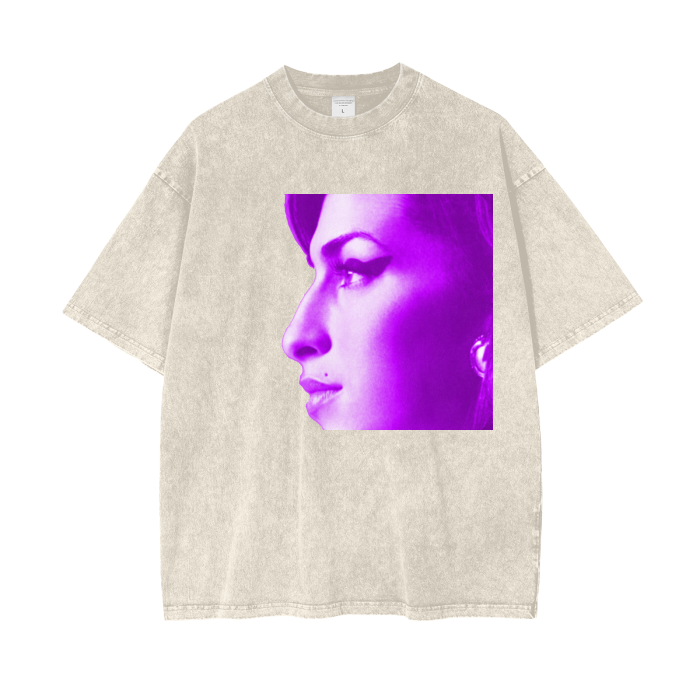 Amy Winehouse Photo Acid Wash Oversized T-Shirt. Custom T-Shirts for Men. Custom Tees for Women.