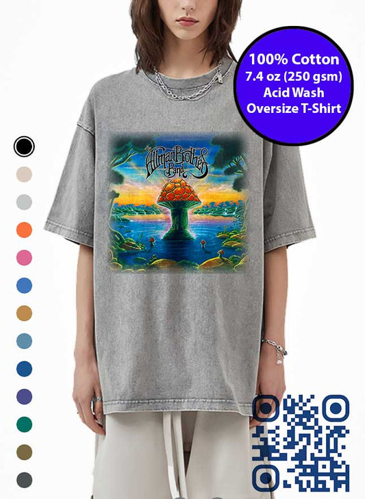 Allman Brothers Band Mushroom Art Album Cover Acid Wash T-Shirt. Made in Toronto Tee.