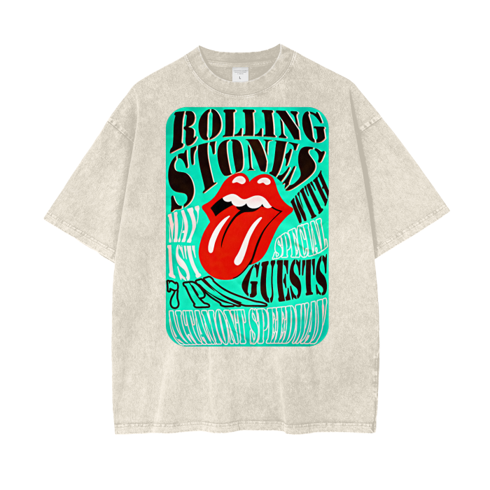 Rolling Stones Altamont Speedway Poster Acid Wash Oversized T-Shirt.