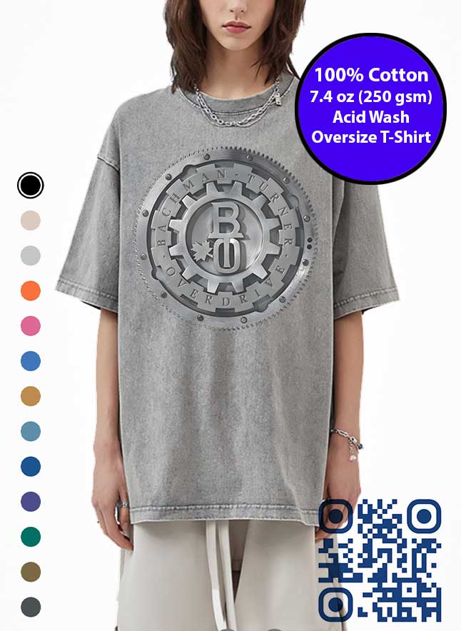 BTO Music Band Logo Acid Wash T-Shirt. Bachman Turner Overdrive Logo Tshirt | GFXTEES,com Toronto Canada.