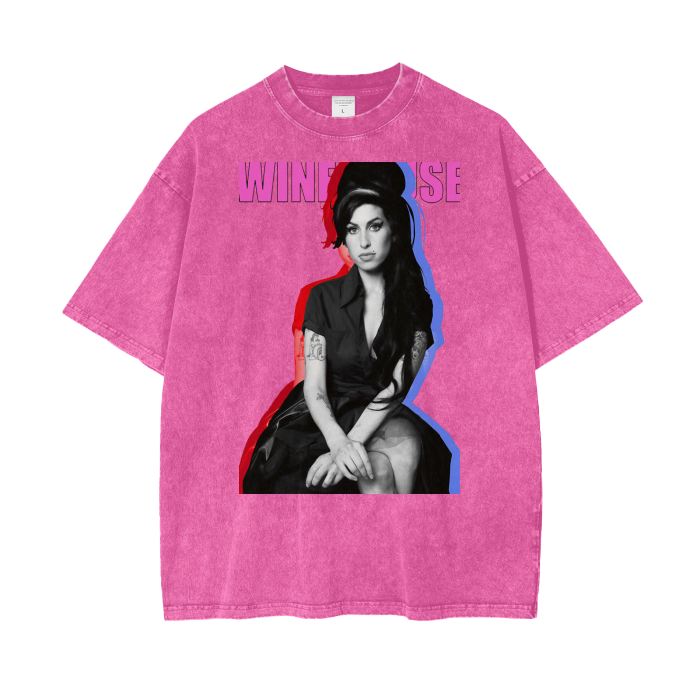 Amy Winehouse Tee Acid Wash Oversized T-Shirt. Amy Winehouse Photo Tshirt.