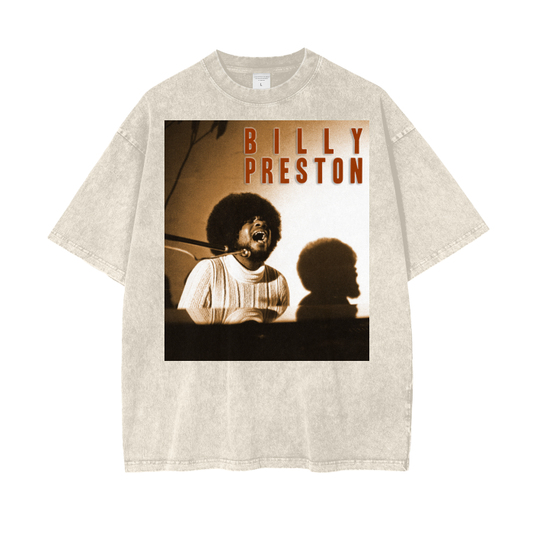 Billy Preston Piano Acid Wash T-Shirt. Afro Tee. Vintage Style Musician Tshirt.