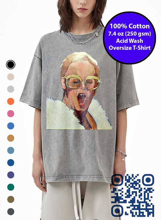 1970s Elton John Art Acid Wash T-Shirt. Elton John Tshirt. Rocket Man Tee!