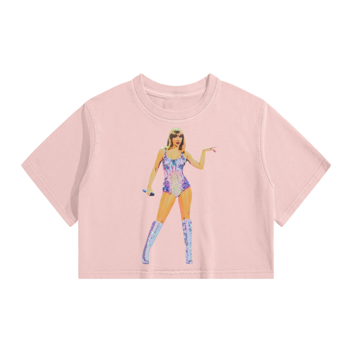 Tay Tay Taylor Swift Swiftie Womens Washed Effect Crop Top.