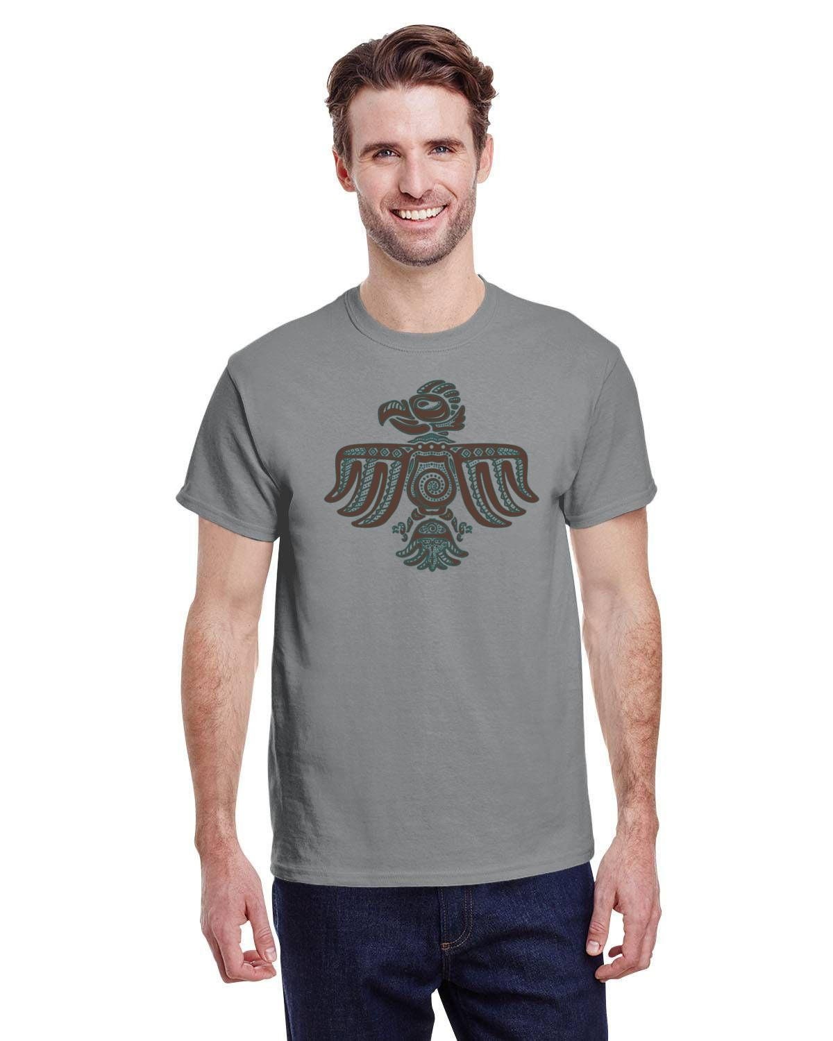 Native Thunderbird Design Tee. Indigenous Bird Art. Artistic Contemporary Fan Art. Nature Tshirt. Indian Totem Art. Heavy 10oz Cotton Tee.