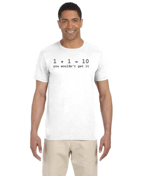 Binary Joke Tshirt. 0s and 1s Programmer Funny Tees. Programming Fun. 1+1 = 10 Coding Joke. Nerd Top. Nerdy Gift. Binary Code T-Shirt.