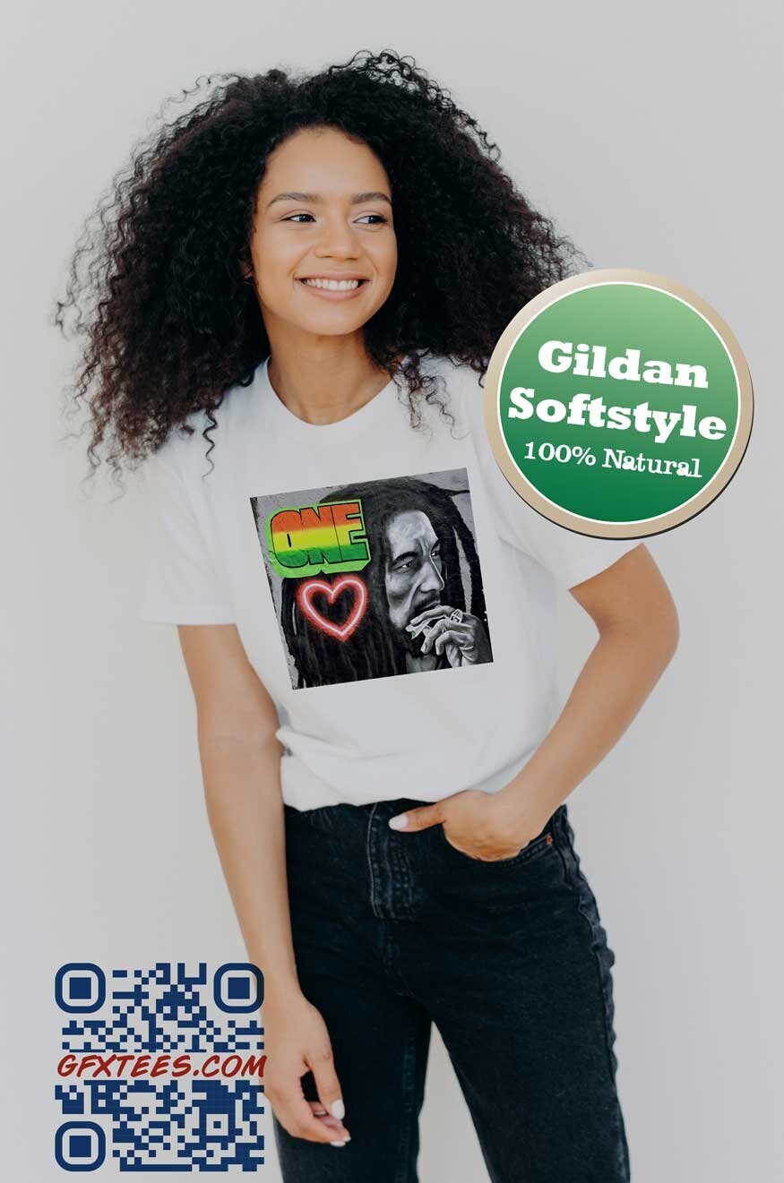 Bob Marley One Love T-Shirt. Reggae Tshirt. Marley Tee. Music Tshirt. Proud Canadian Clothing. Free Shipping in Canada and the USA.