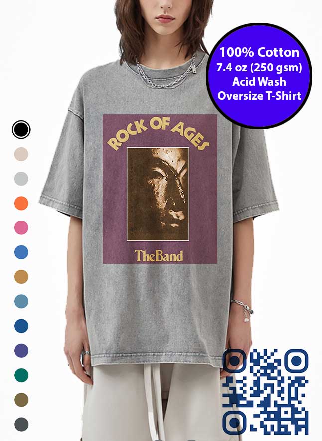 The Band Rock of Ages Cover Art Acid Wash T-Shirt. Made in Toronto Tee.